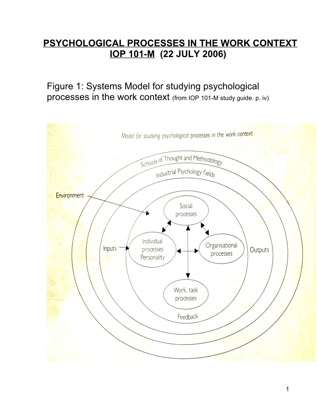 Psychological Processes in the Work Context