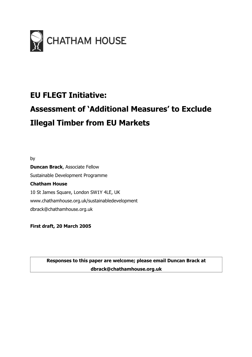 Assessment of Additional Measures to Exclude Illegal Timber from EU Markets