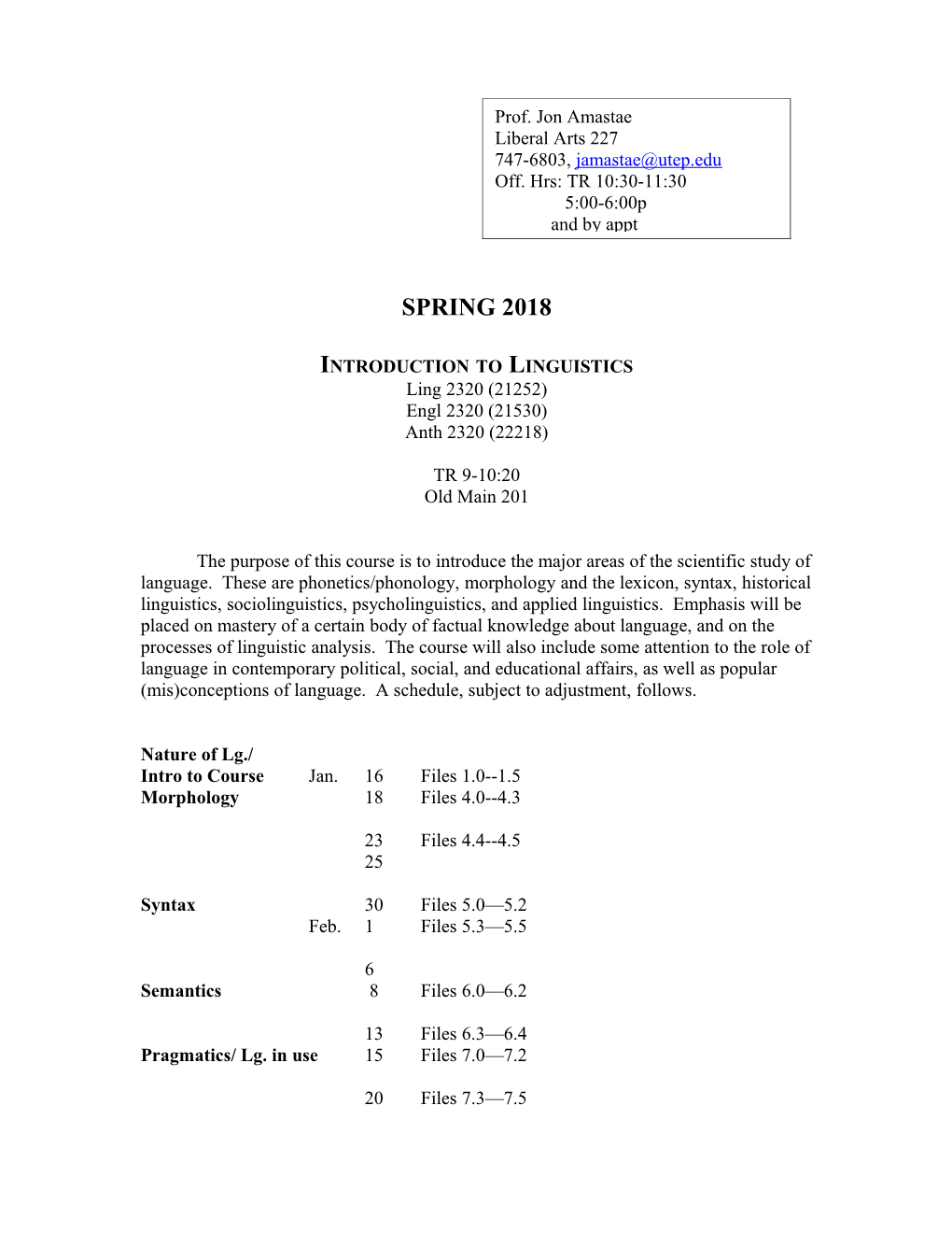 Introduction to Linguistics