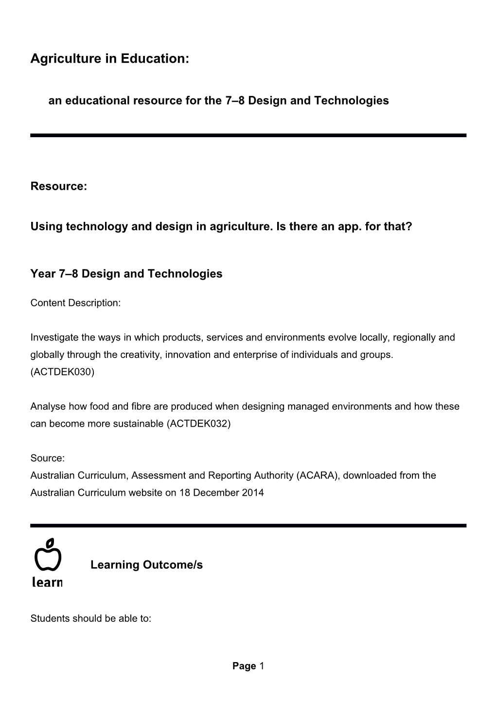 Year 7-8 Using Technology And Design In Agriculture