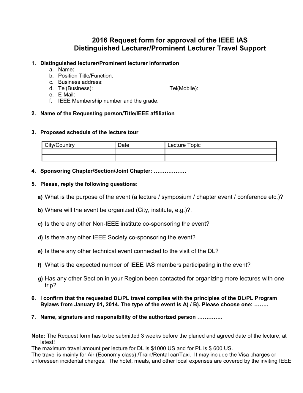 Nomination Form for the IEEE Industry Applications Society