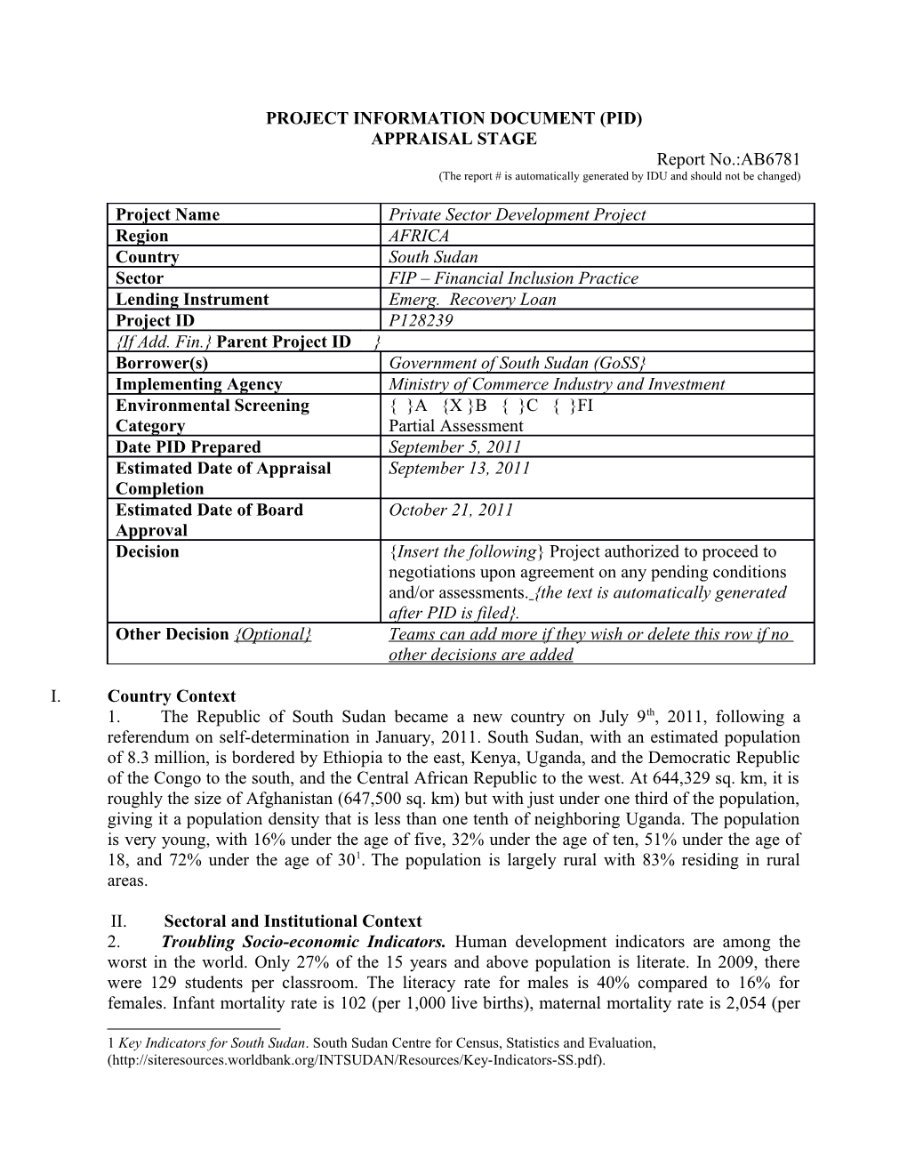 Project Information Document (Pid) s41