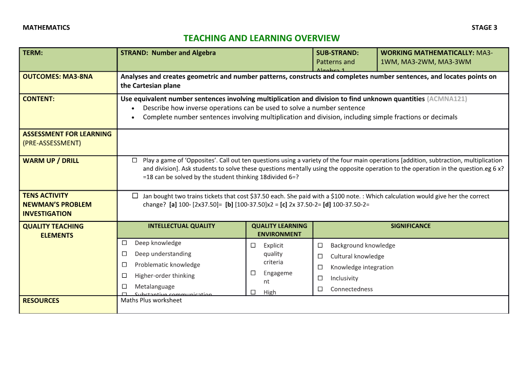 Teaching and Learning Overview s6