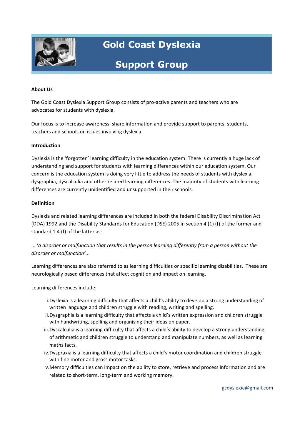 Gold Coast Dyslexia Support Group