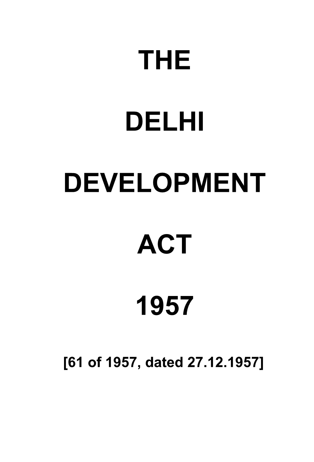 The Delhi Development Act, 1957