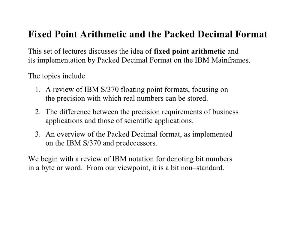 Fixed Point Arithmetic