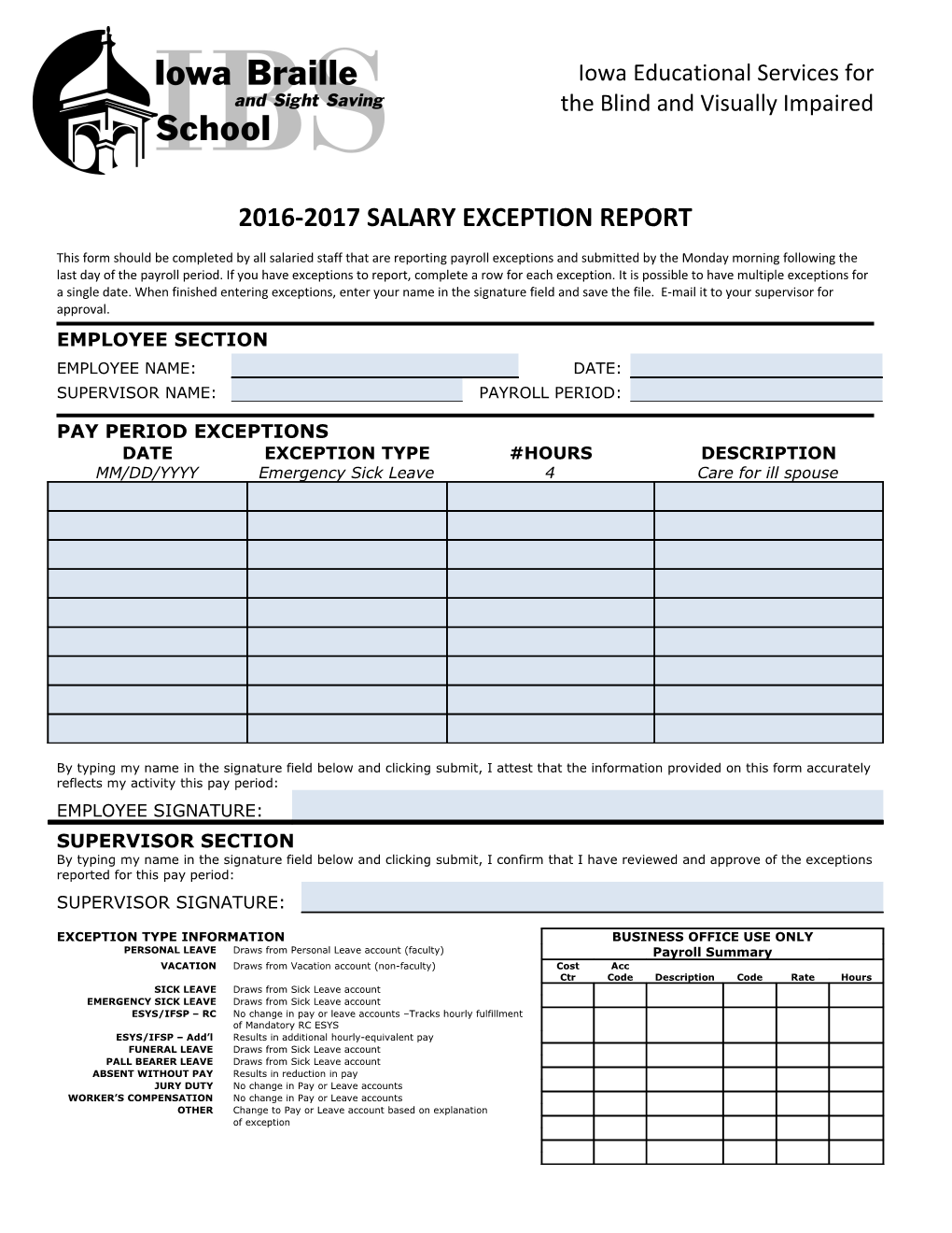 2016-2017 Salary Exception Report
