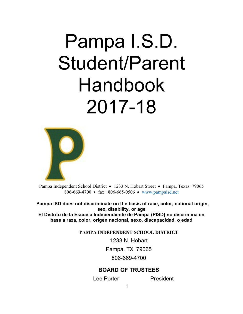 Your School's Name Student Handbook