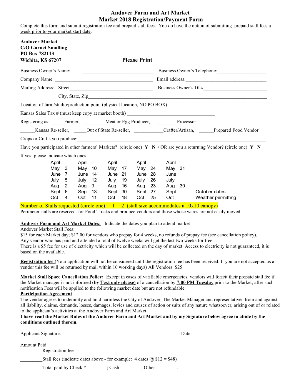 Wichita Farmers Market Vendors Association, LLC