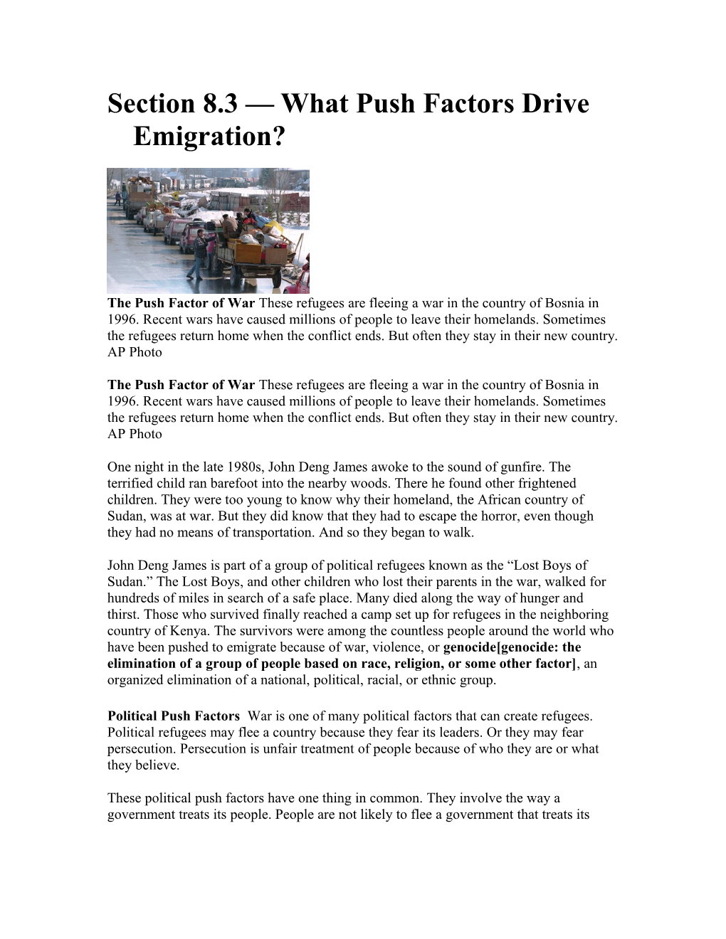 Section 8.3 What Push Factors Drive Emigration?
