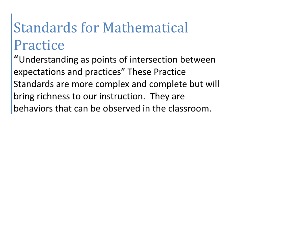 Standards For Mathematical Practice