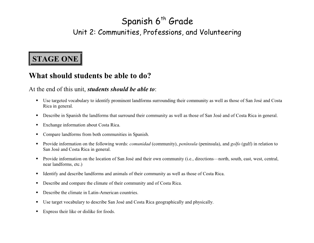 Spanish 6Th Grade: Unit 3 Leisure and Enter
