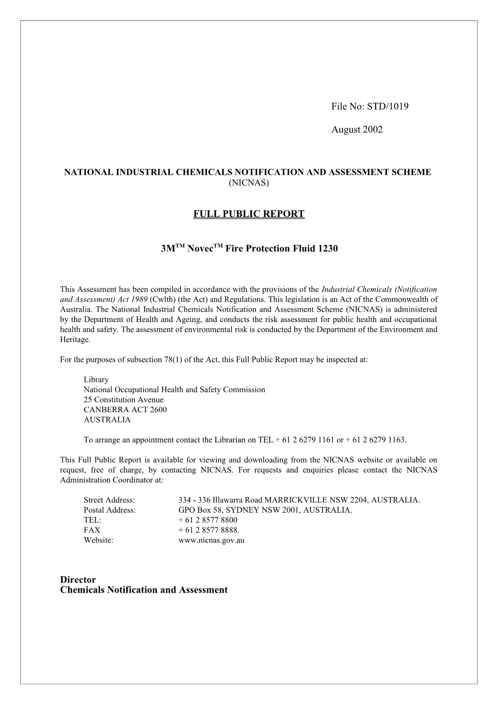 National Industrial Chemicals Notification and Assessment Scheme s42