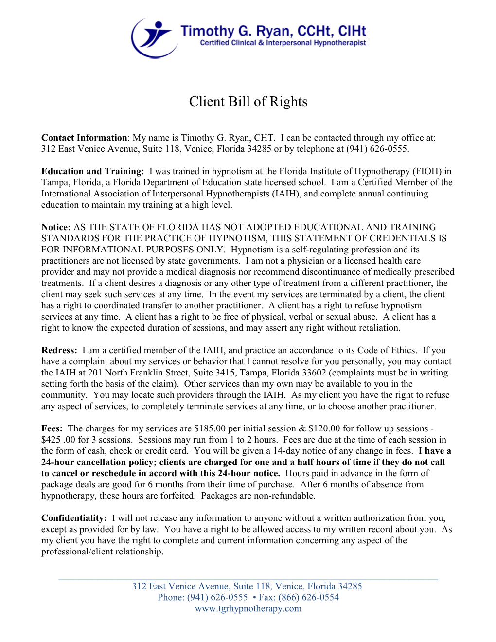 Client Bill of Rights
