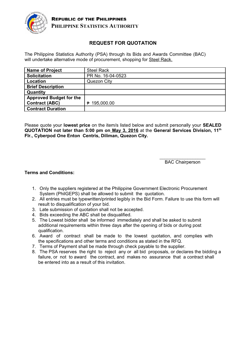 Request for Quotation s55