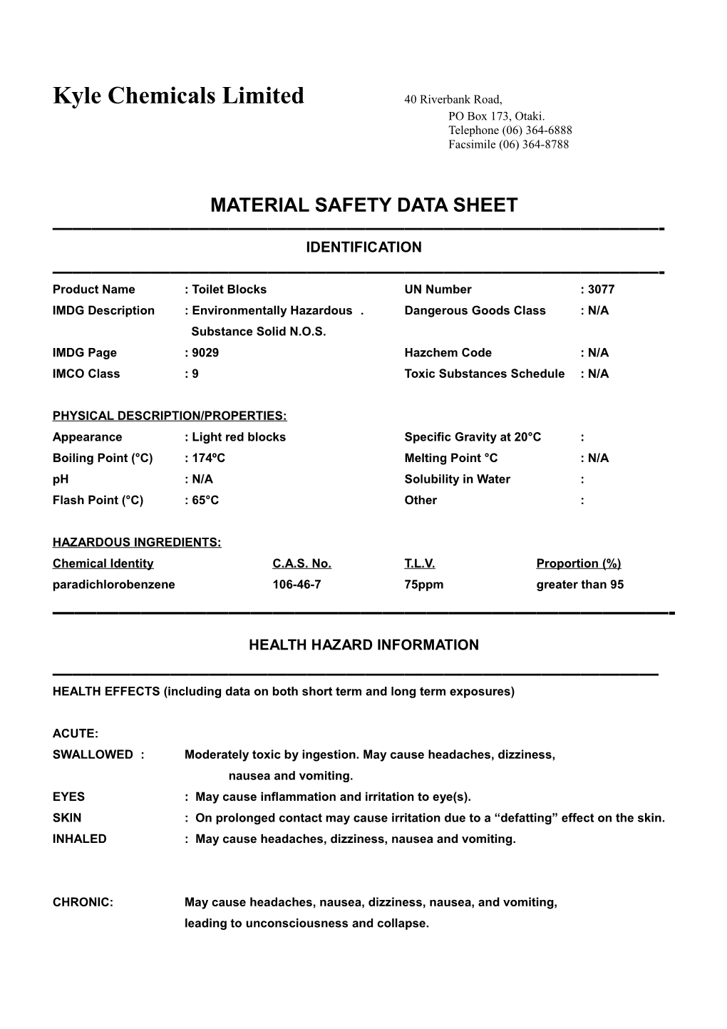 Kyle Chemicals Limited