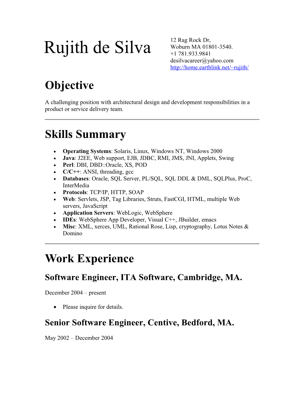 Rujith De Silva - Résumé