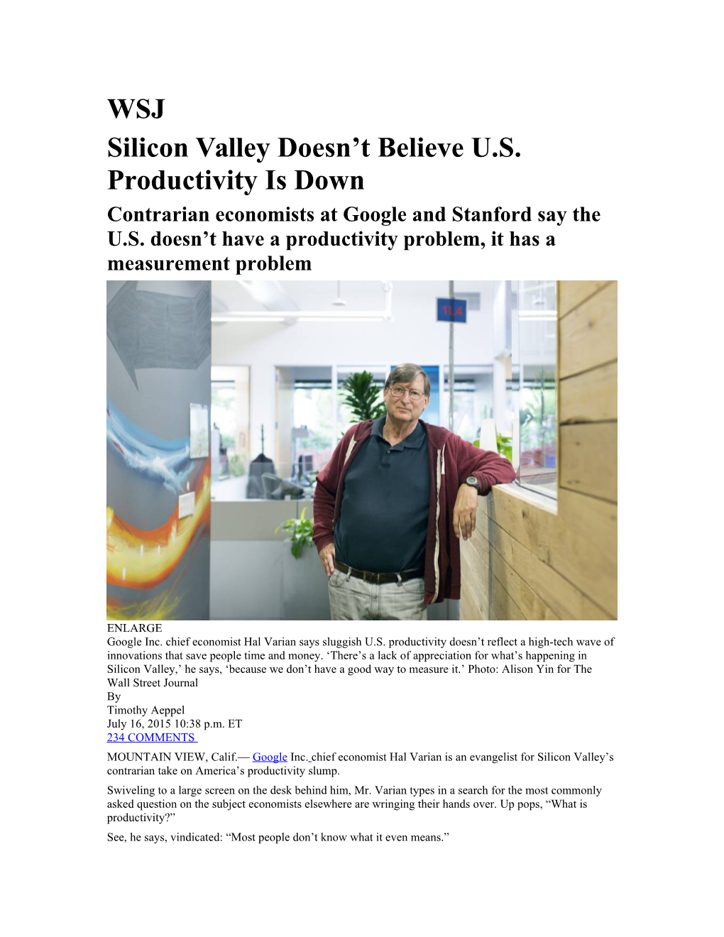 Silicon Valley Doesn T Believe U.S. Productivity Is Down