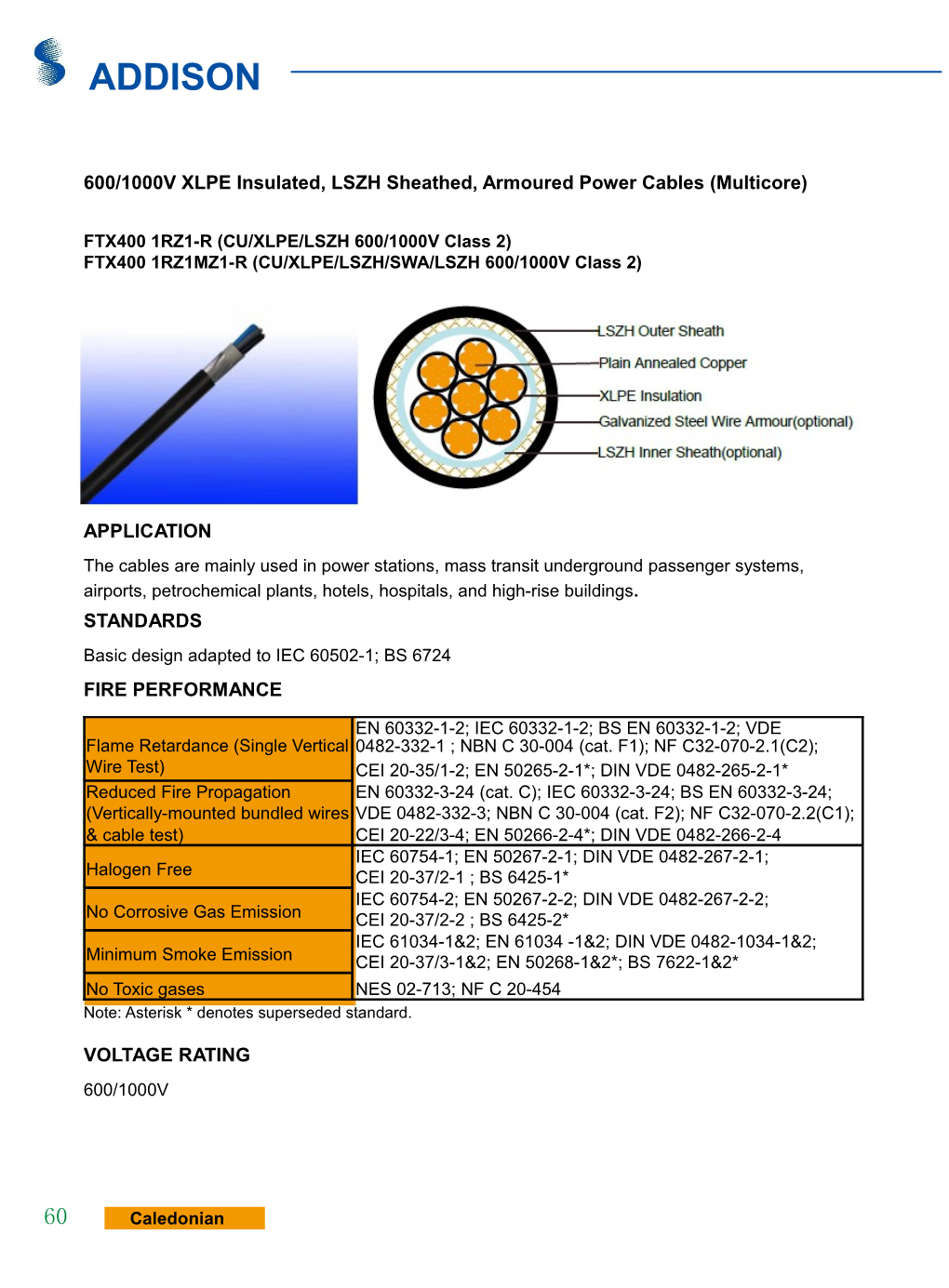 600/1000V XLPE Insulated, LSZH Sheathed, Armoured Power Cables (Multicore)