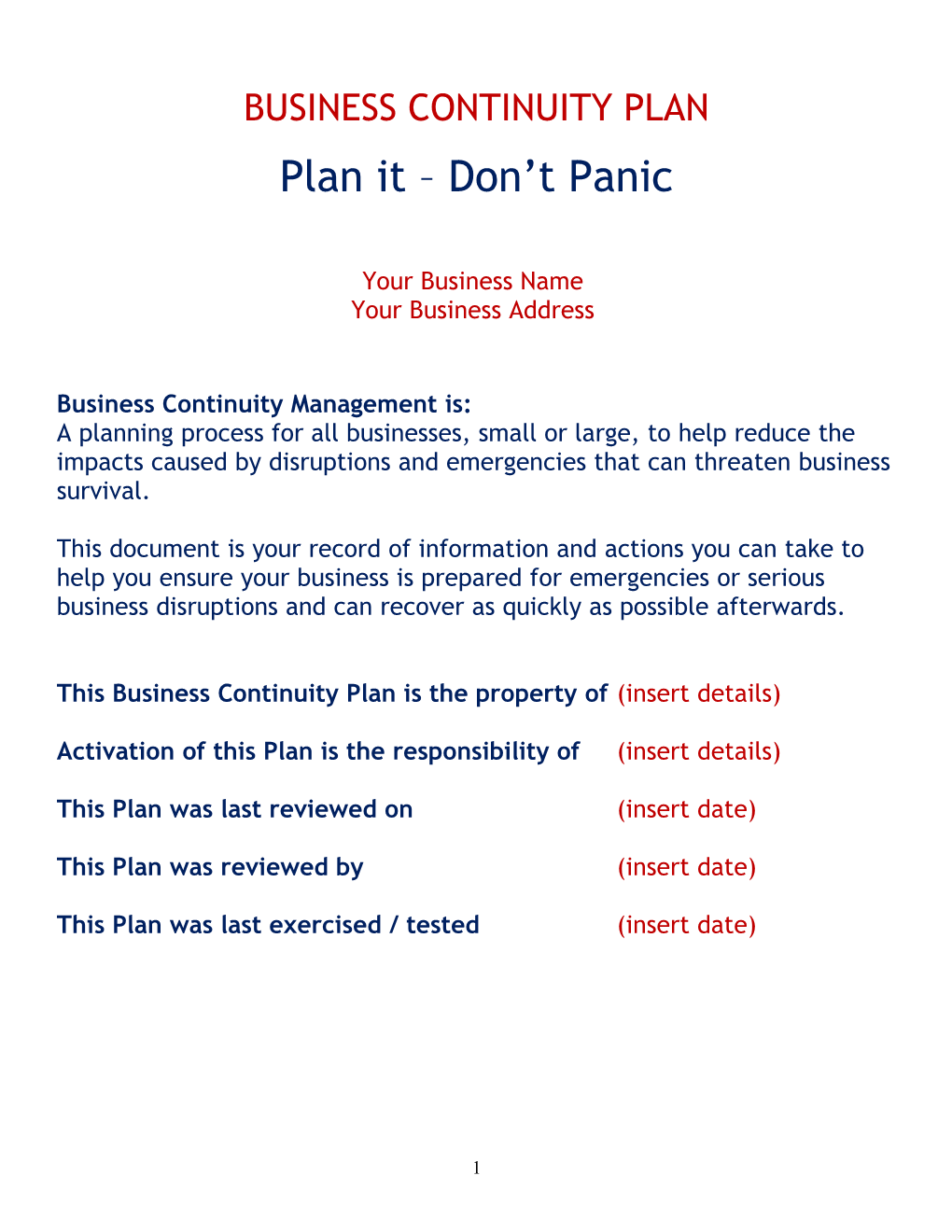 Business Continuity Plan s1