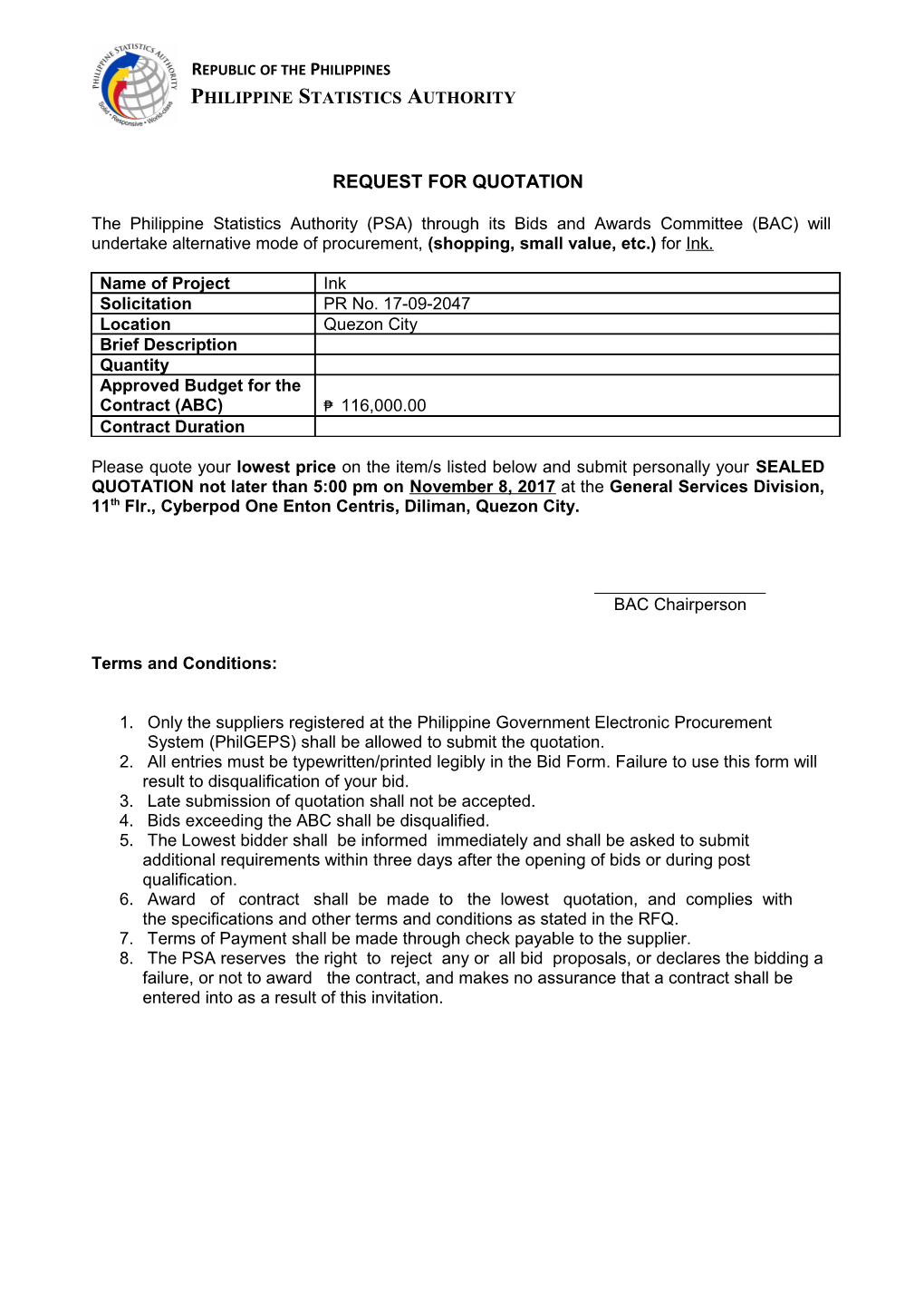 Request for Quotation s18