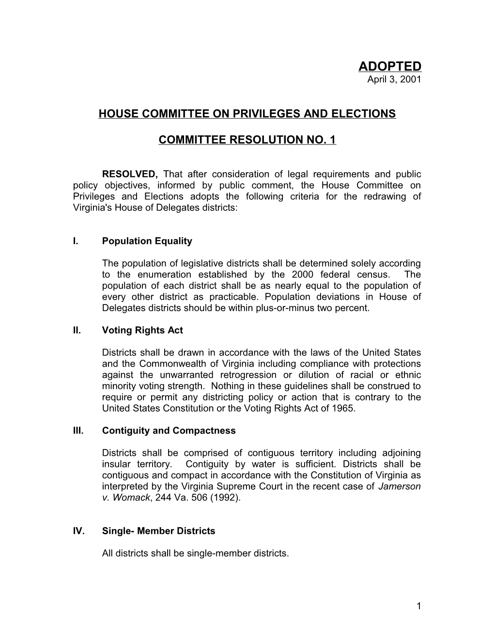 House Committee on Privileges and Elections