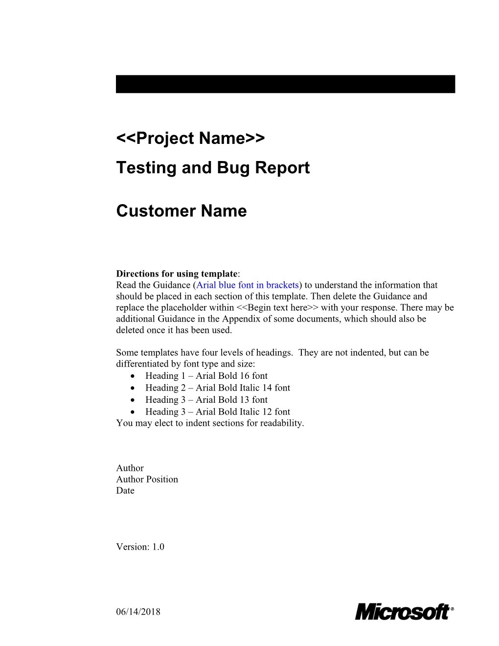 Testing and Bug Reporting