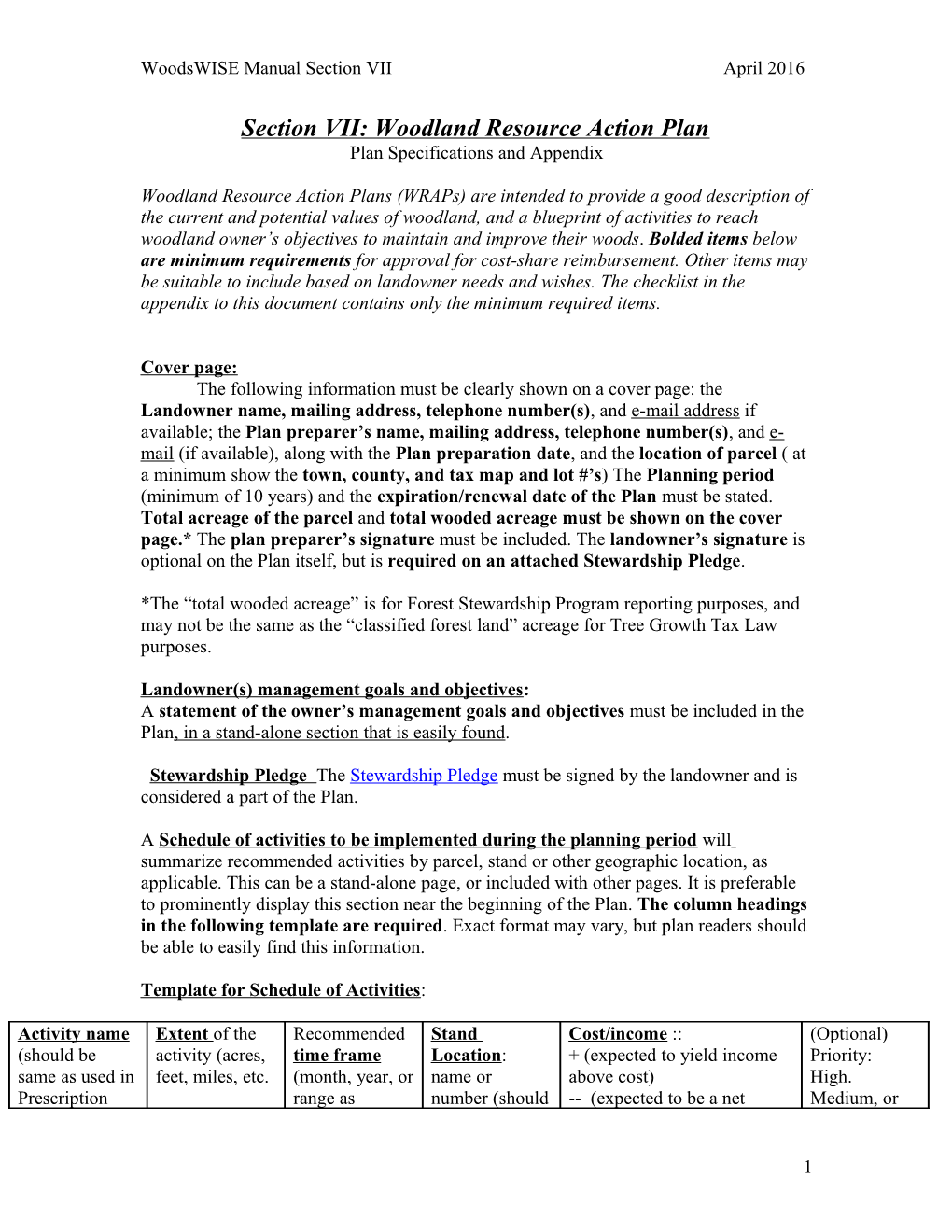 Woodlot Assessment/FSA Checklist