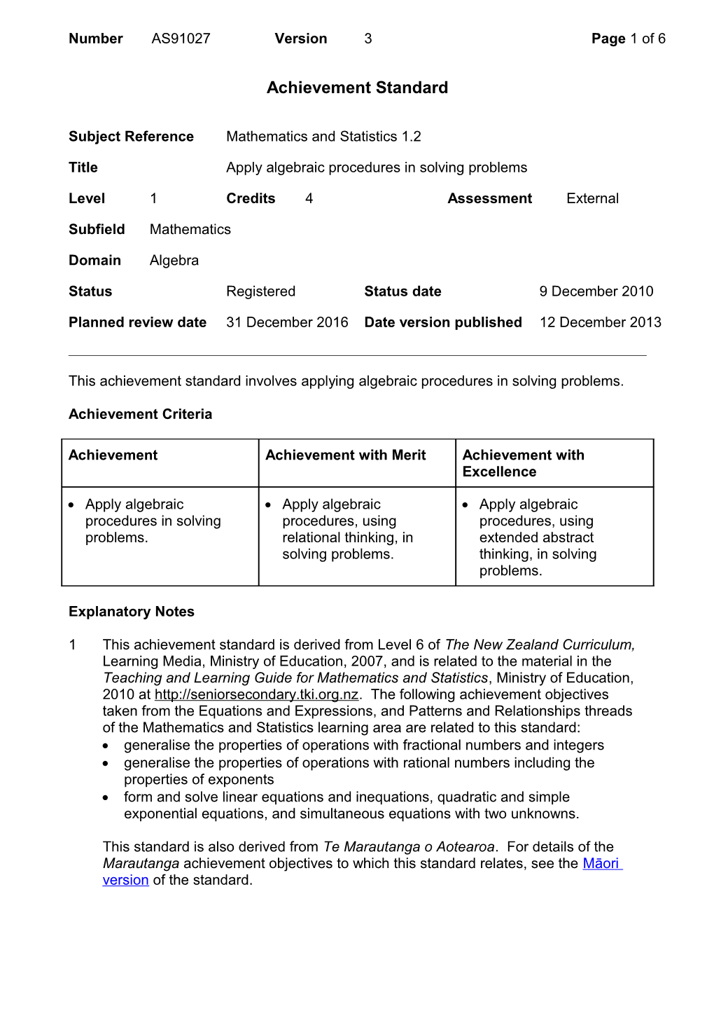 91027 Apply Algebraic Procedures in Solving Problems