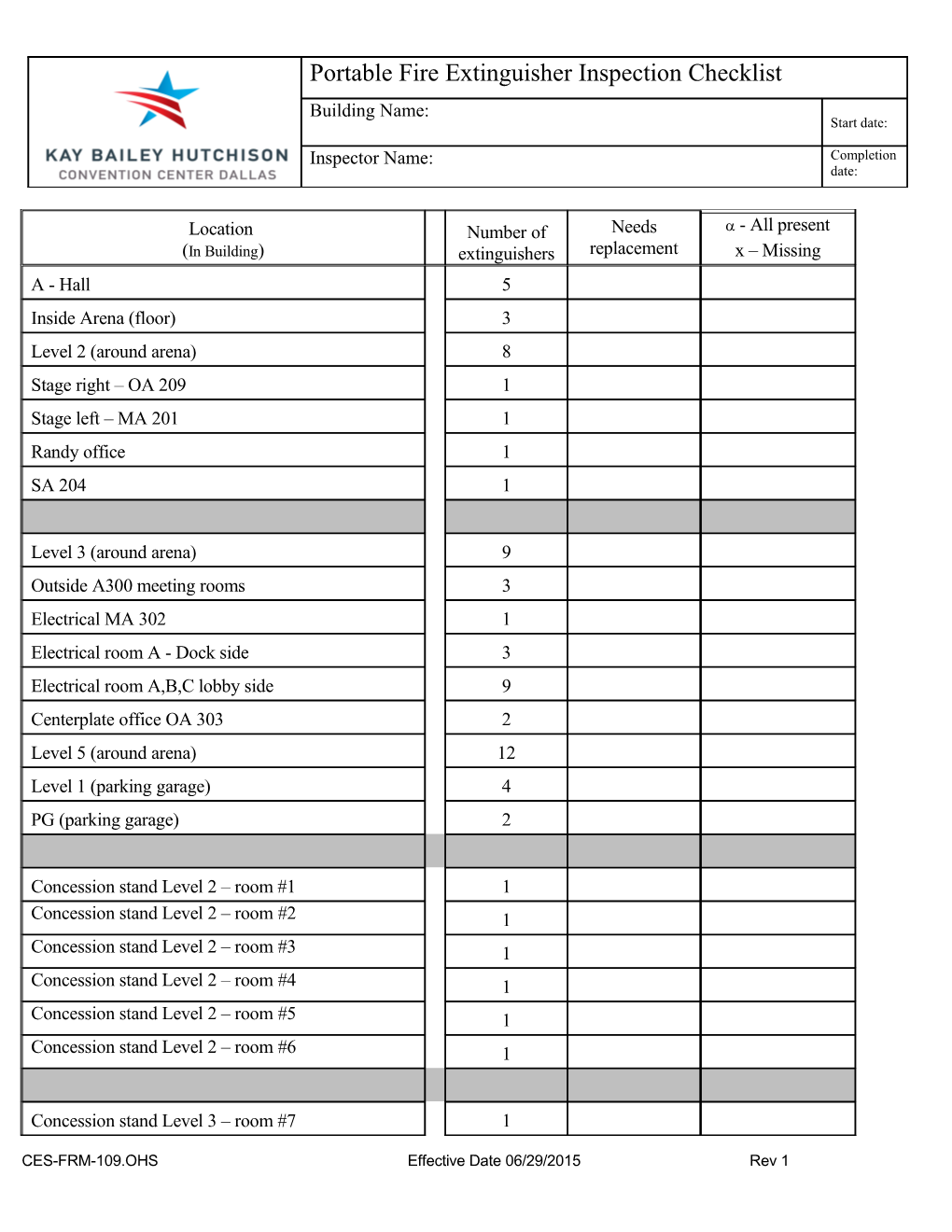 CES-FRM-109.OHS Effective Date 06/29/2015 Rev 1