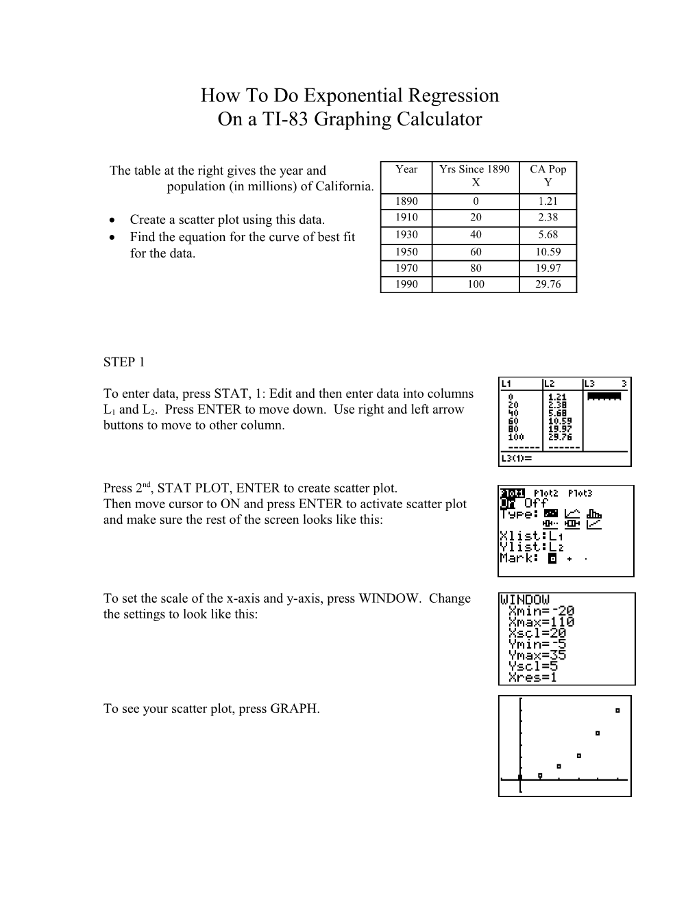 How to Do Exponential Regression on a TI-83 Graphing Calculator