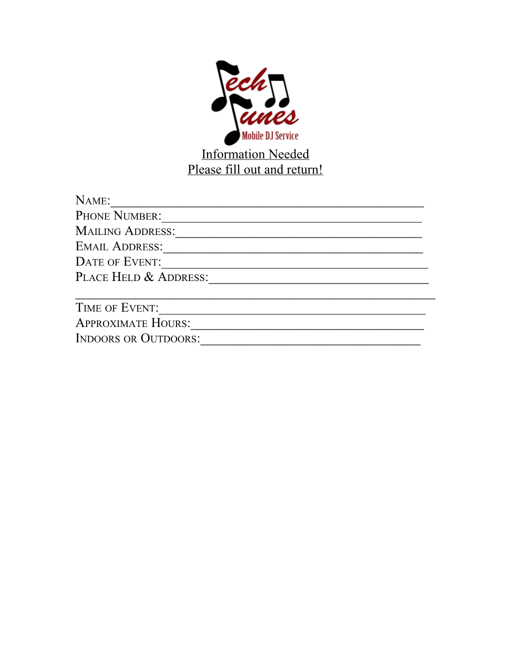 Please Fill out and Return!