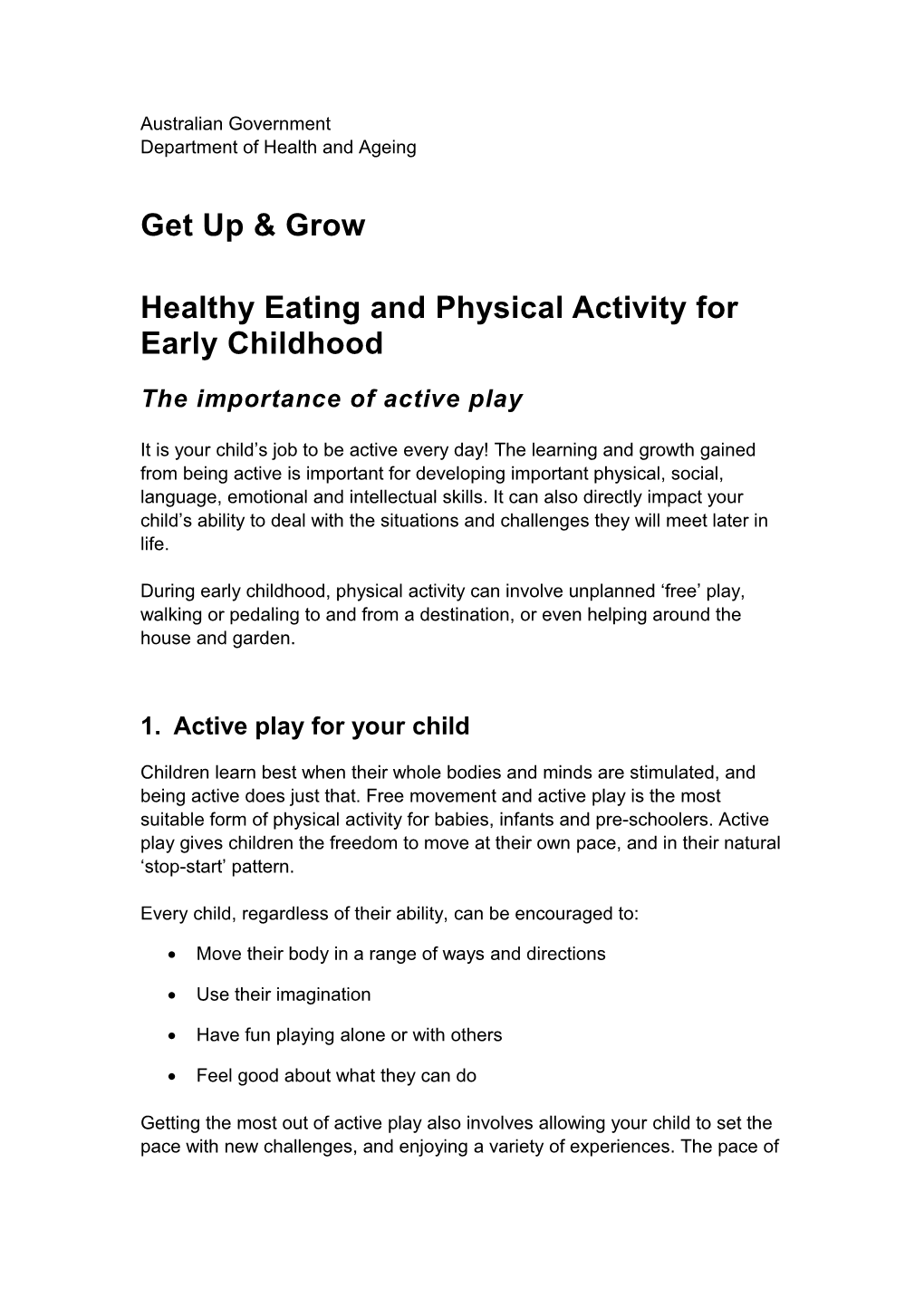 Get up and Grow - Healthy Eating and Physical Activity for Early Childhood s1