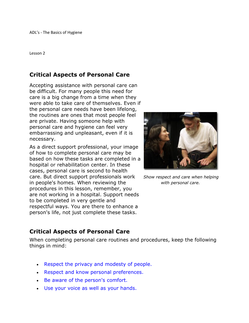 Critical Aspects of Personal Care