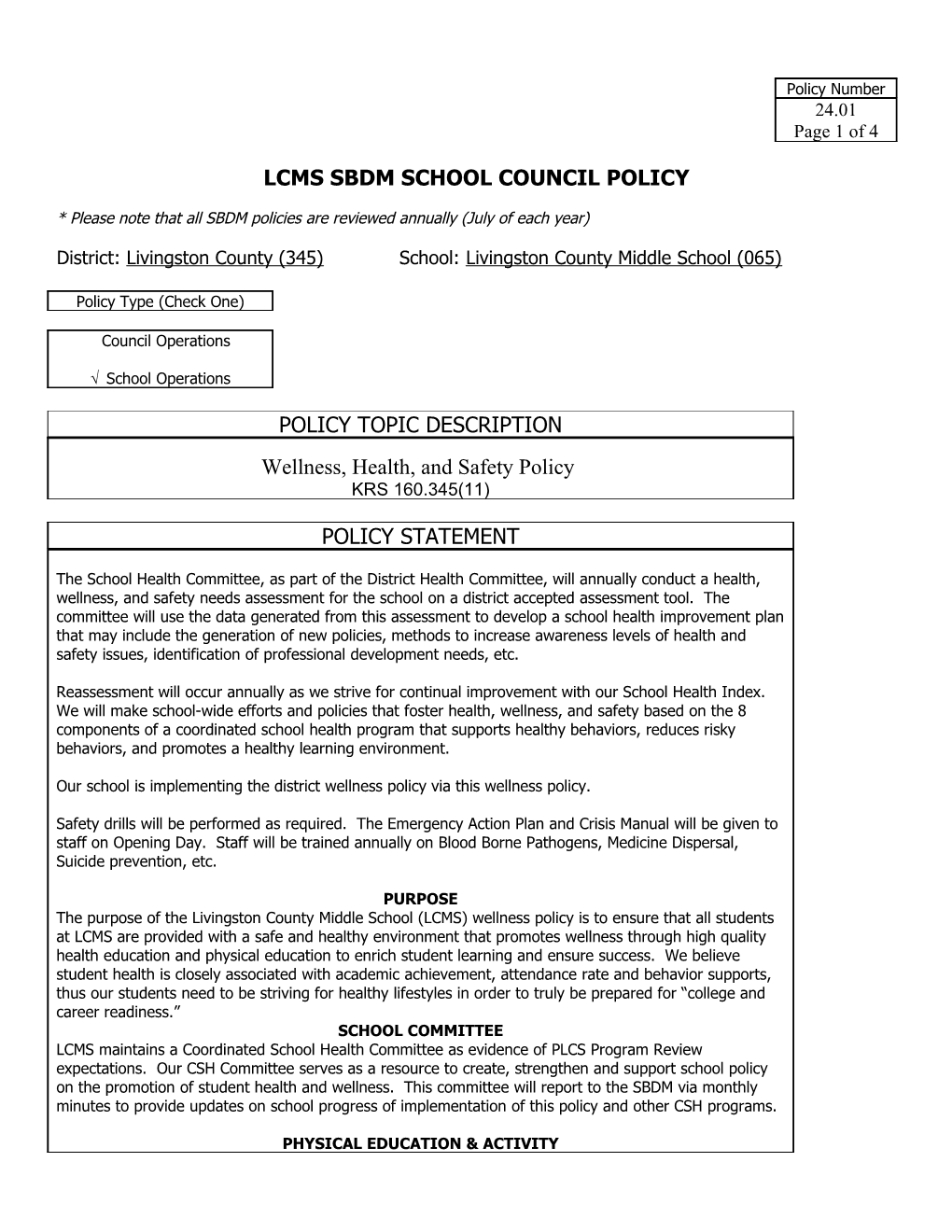 Lcms Sbdm School Council Policy