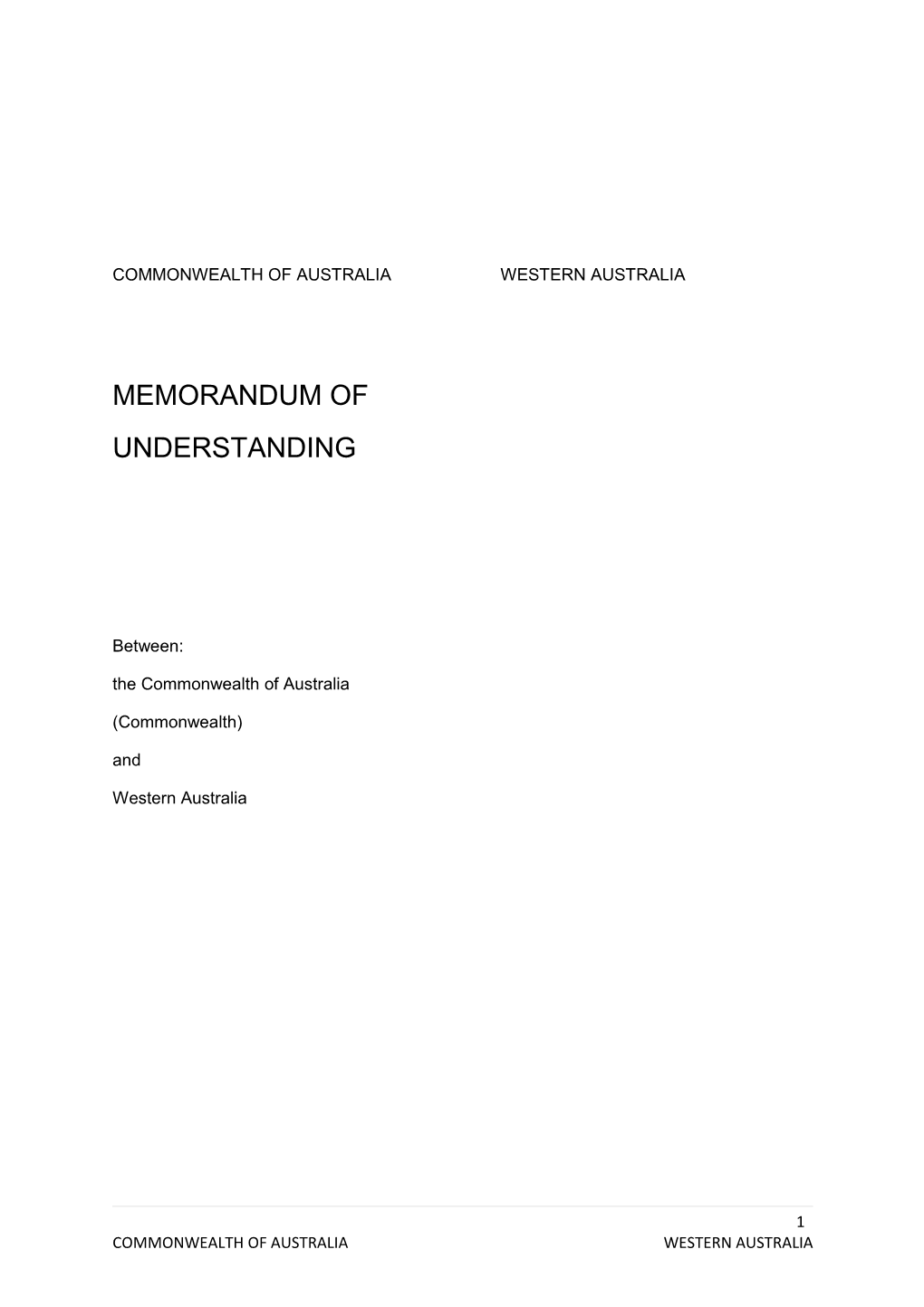 Memorandum of Understanding - WA