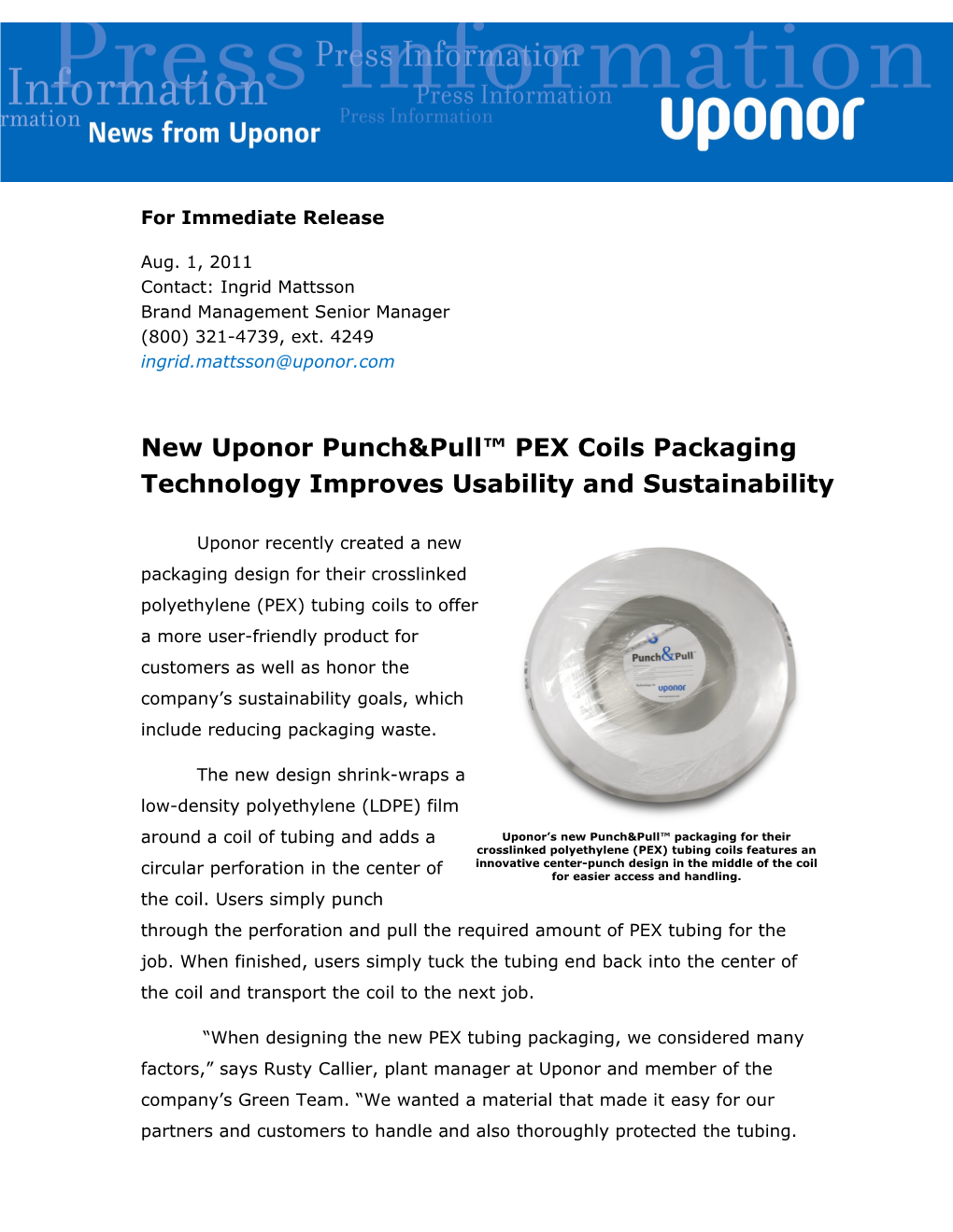 Punch&Pull PEX Tubing Coils Packaging