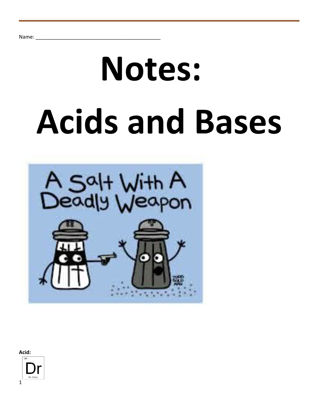 Properties of an Acid