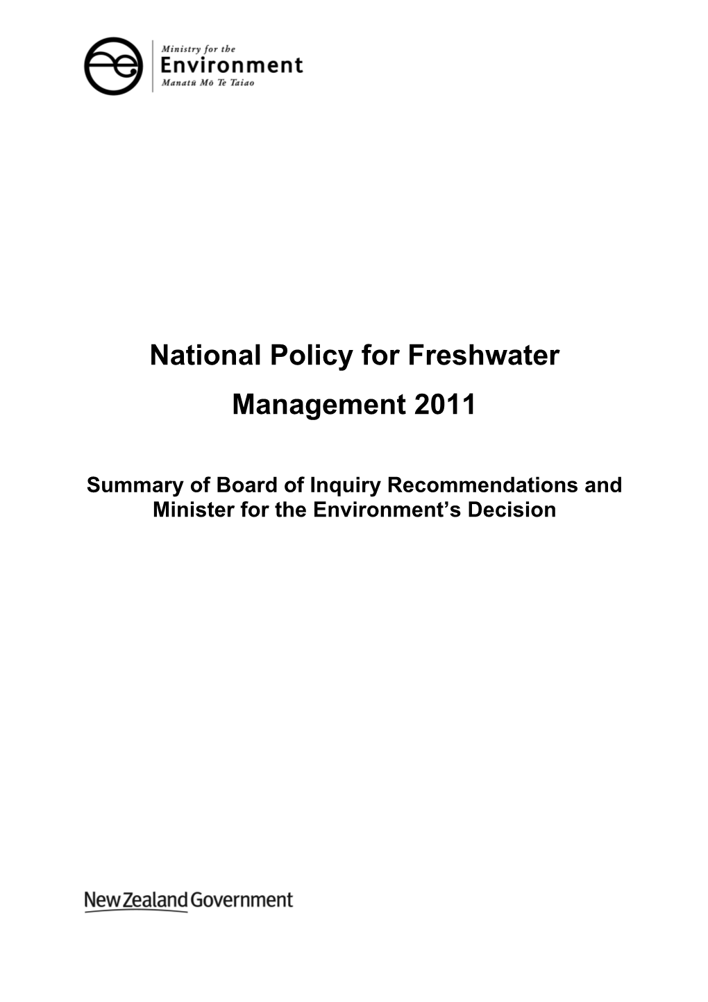 Nps-Freshwater-Summary-Boi-Recommendations-Ministers-Decision Final