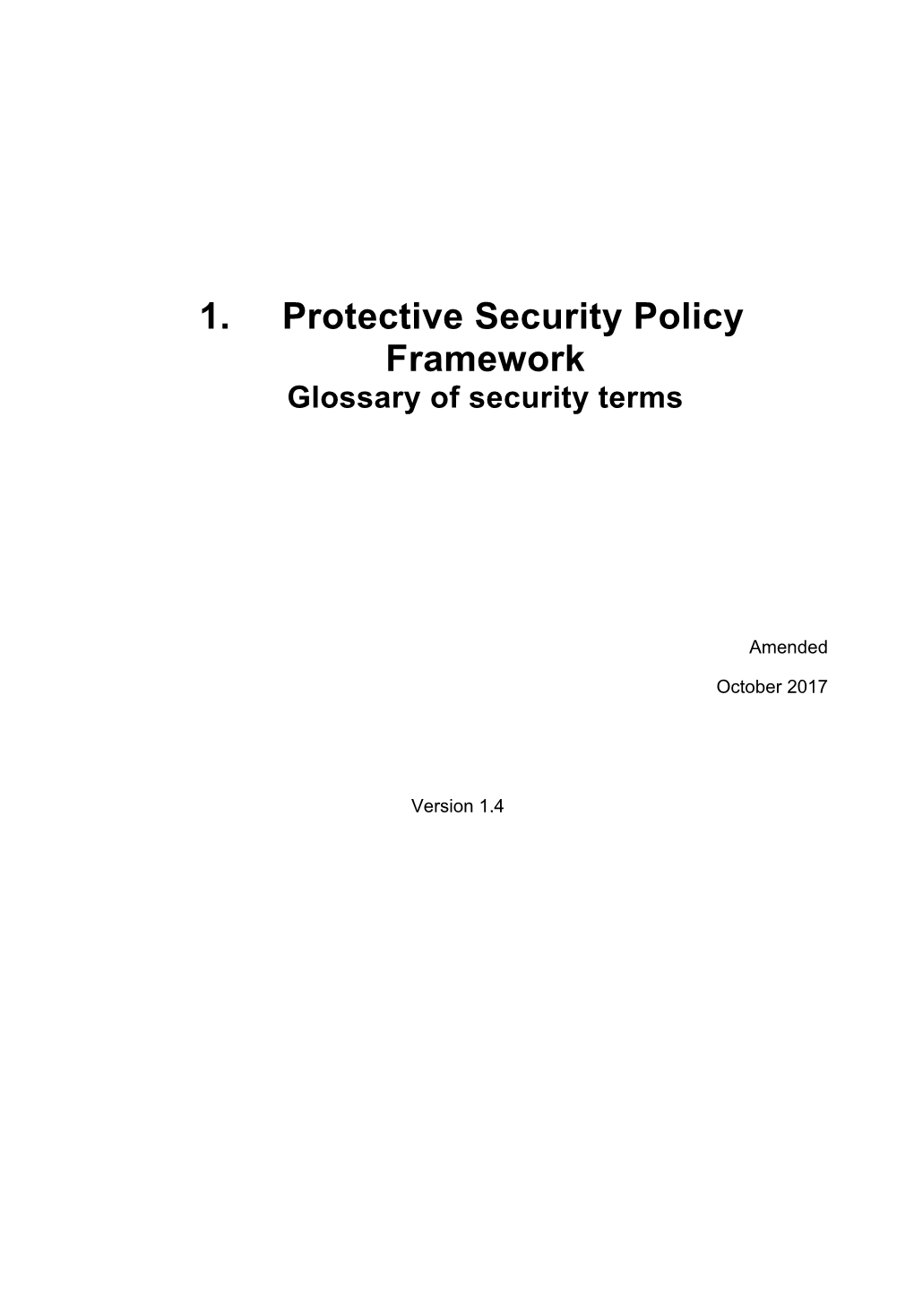 Protective Security Policy Frameworkglossary of Security Terms