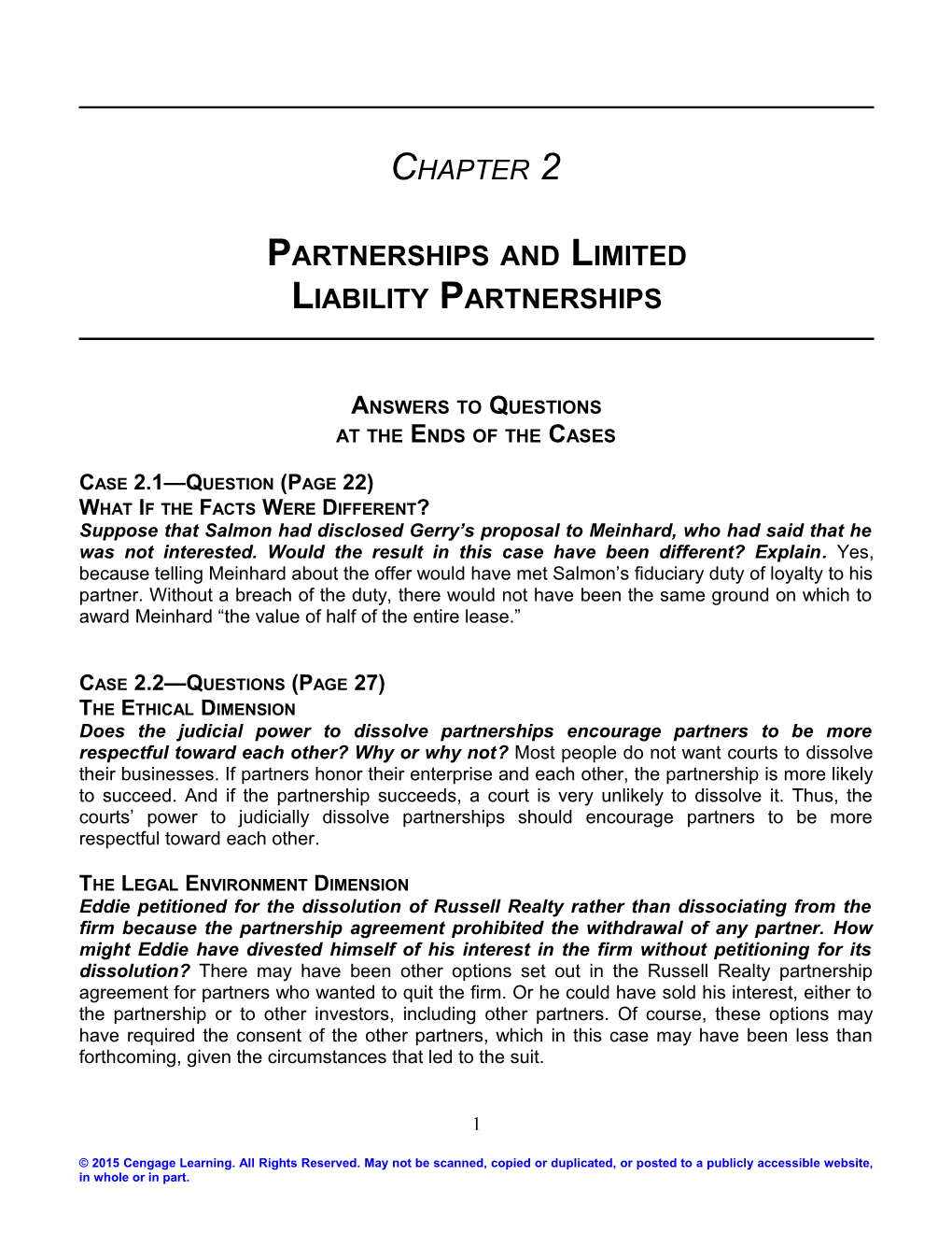 Chapter 2: Partnerships and Limited Liability Partnerships 7