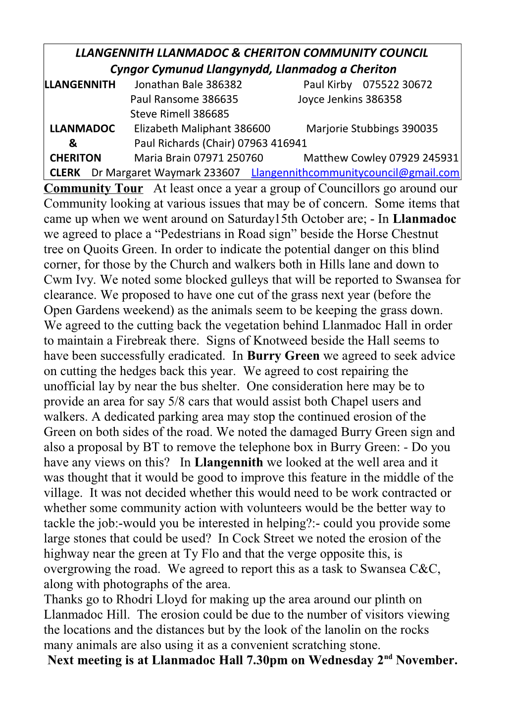 Llangennith Llanmadoc & Cheriton Community Council