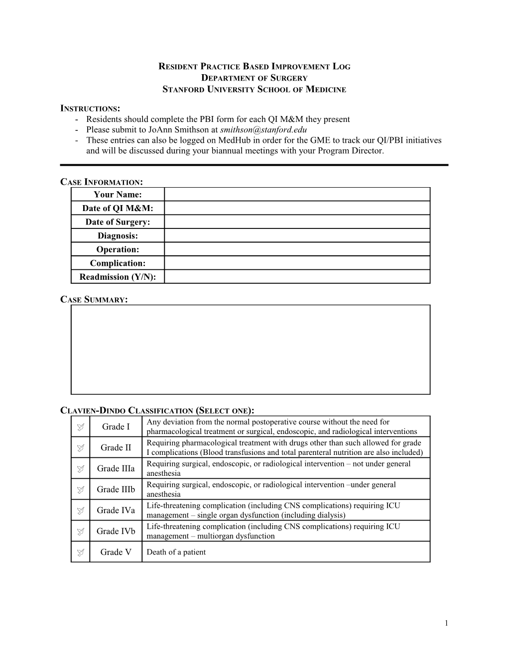 Practice Based Improvement Log