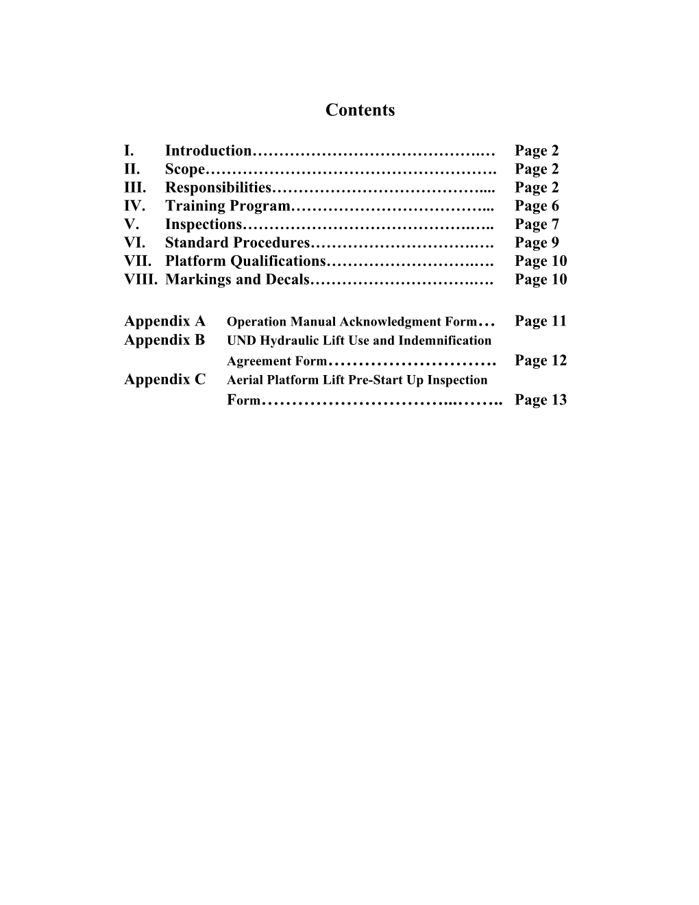 Aerial Lift Platform Policy