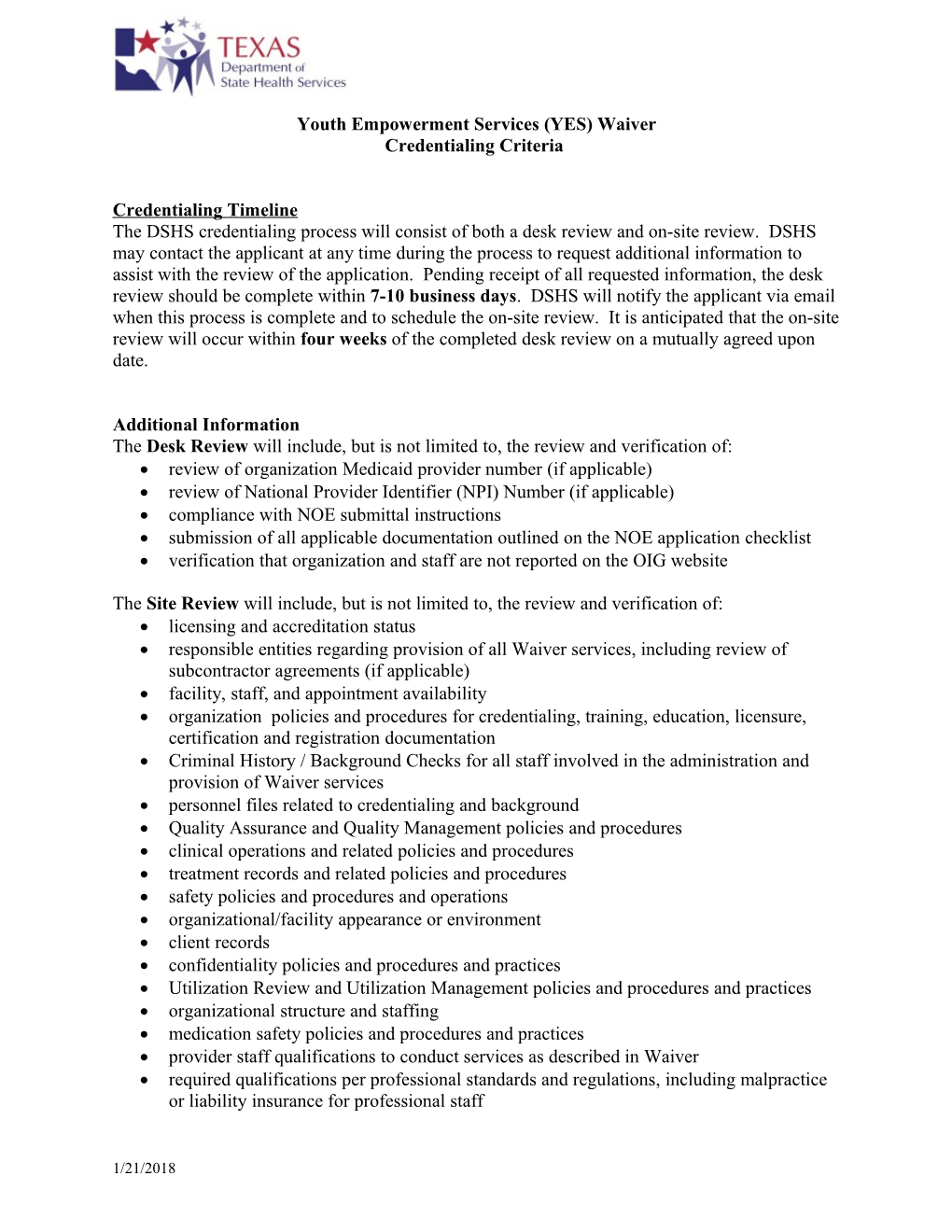 Provider Credentialing Criteria June 2009