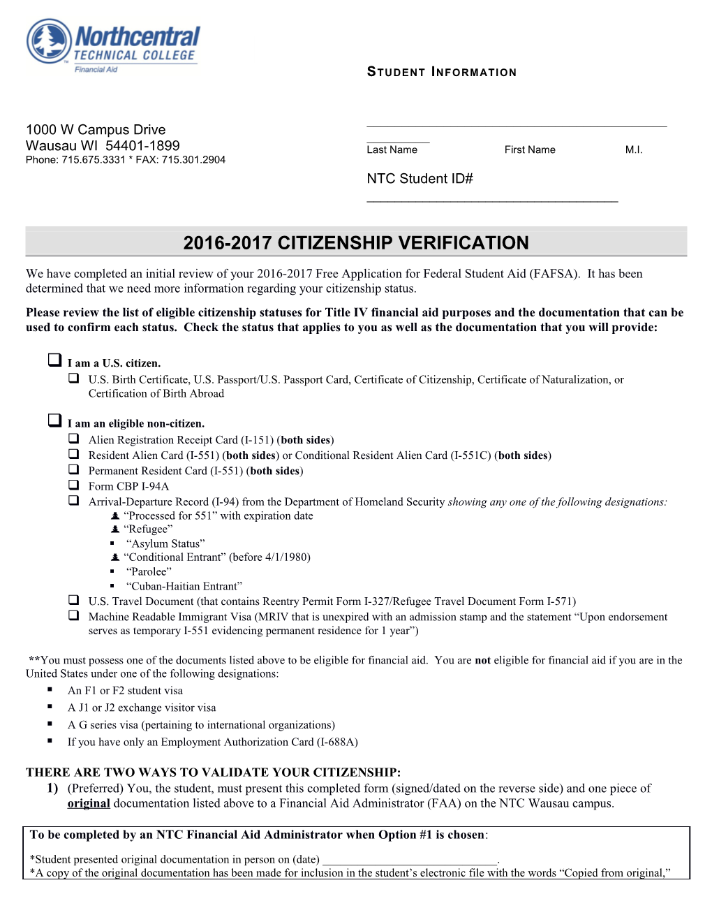 2016-2017 Citizenship Verification