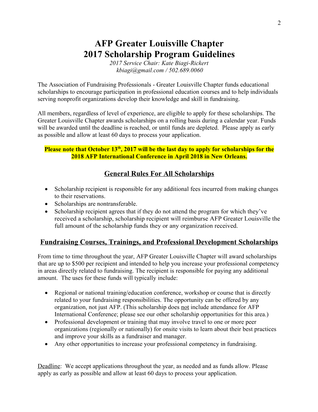 2017 Scholarship Program