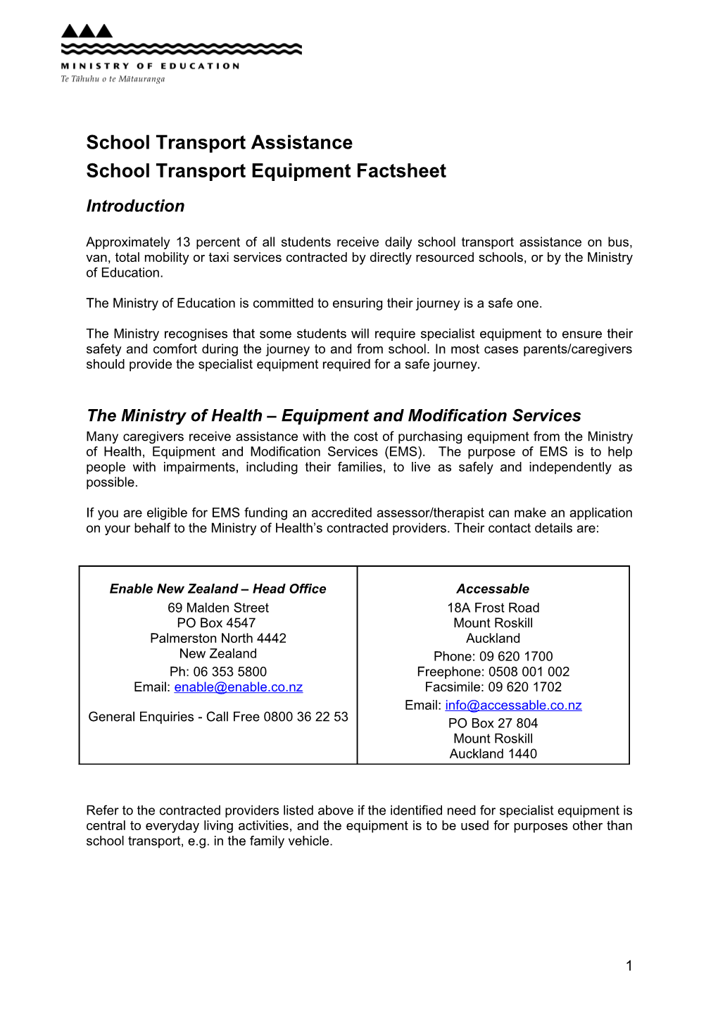 School Transport Equipment Application Form