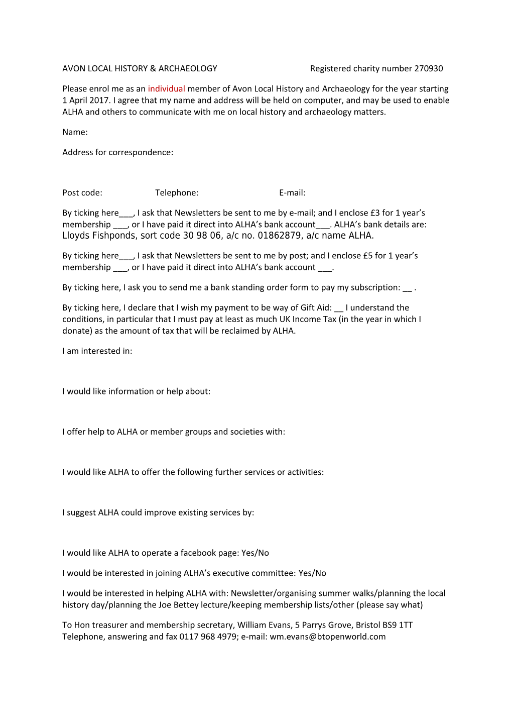 AVON LOCAL HISTORY & ARCHAEOLOGY Registered Charity Number 270930