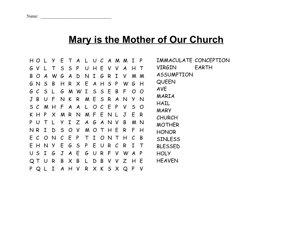 Mary Is the Mother of Our Church s1